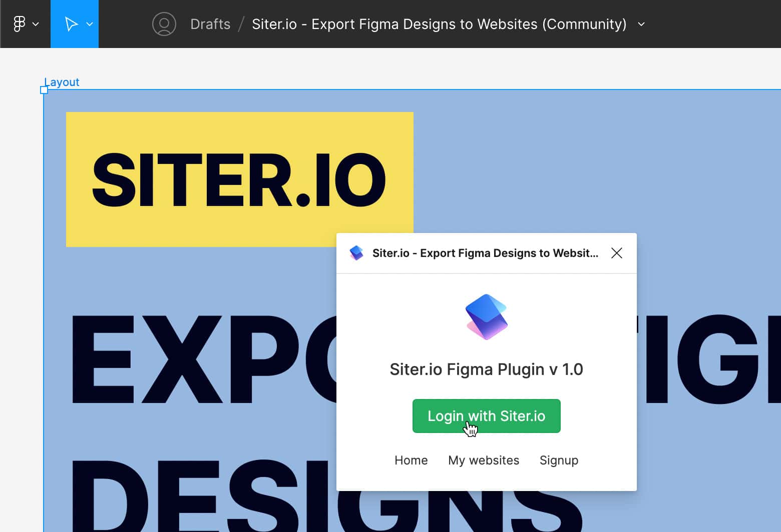 Login with Siter.io button
