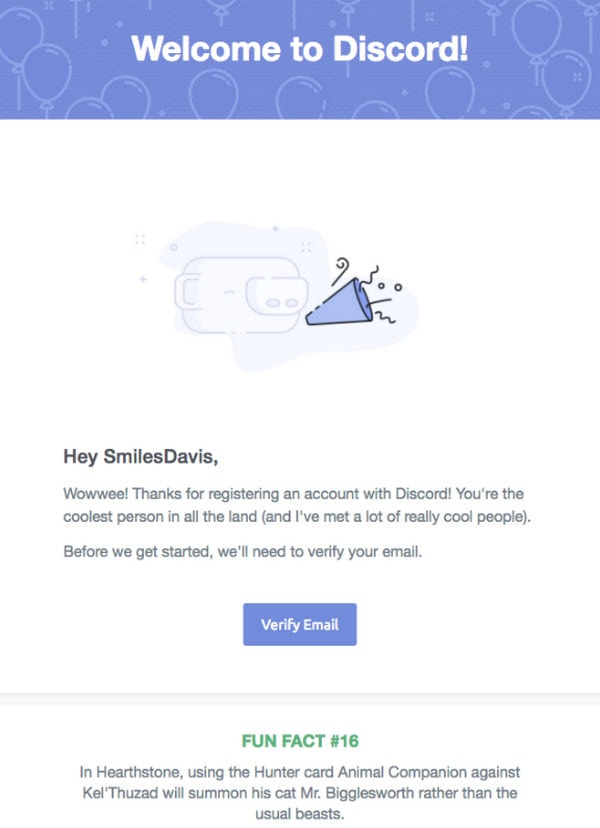 Verification Email Example from Discord