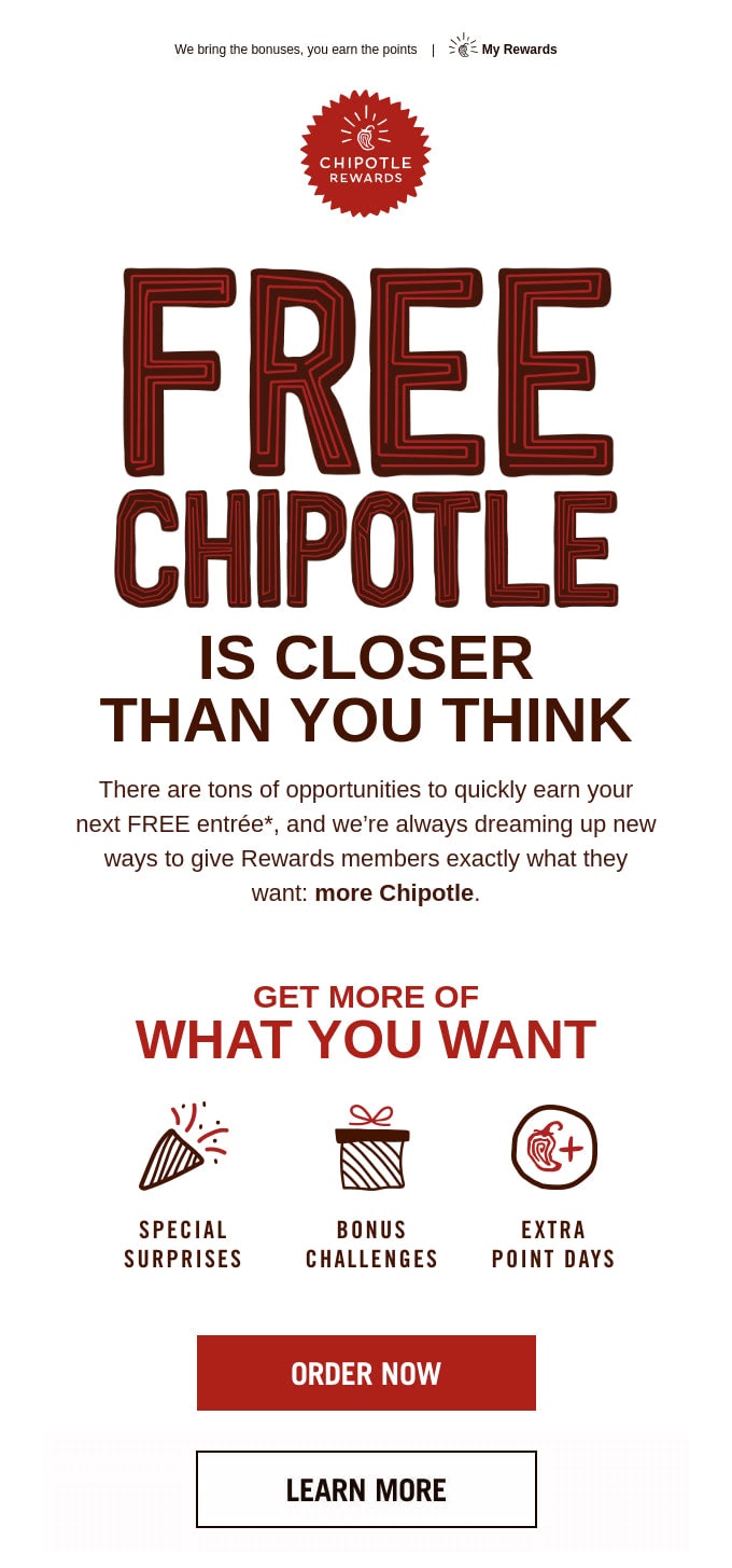 Email Newsletter from Chipotle