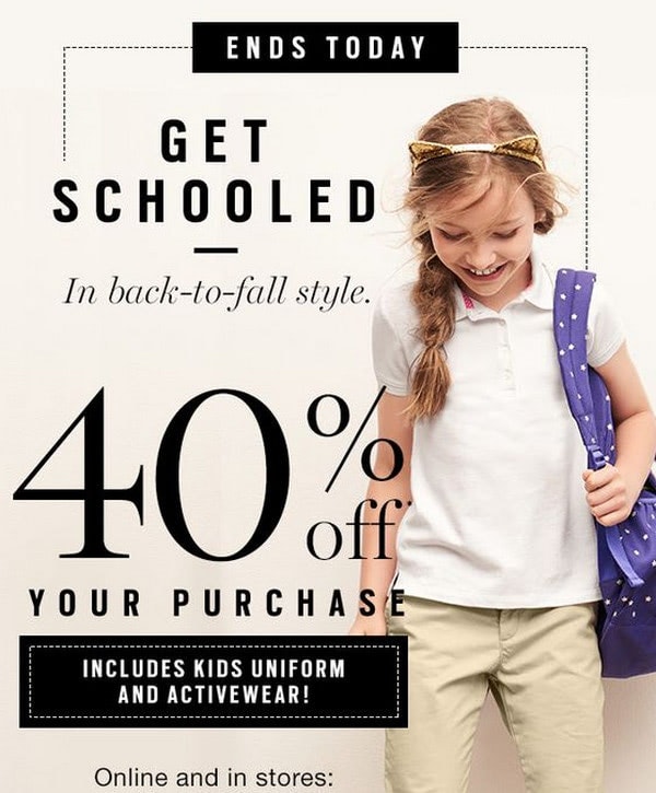 Back-to-School Email Example from Gap
