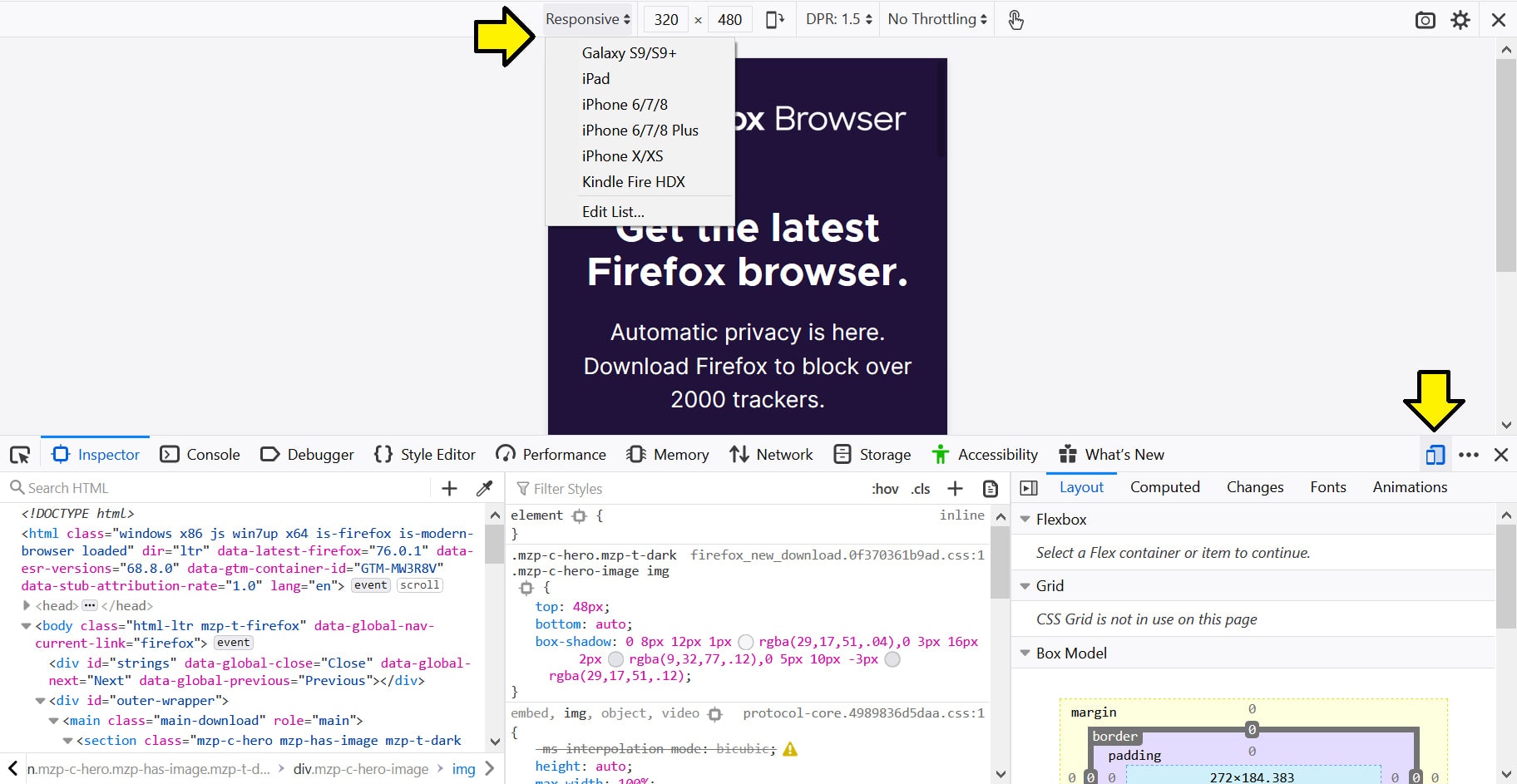 Firefox screen size