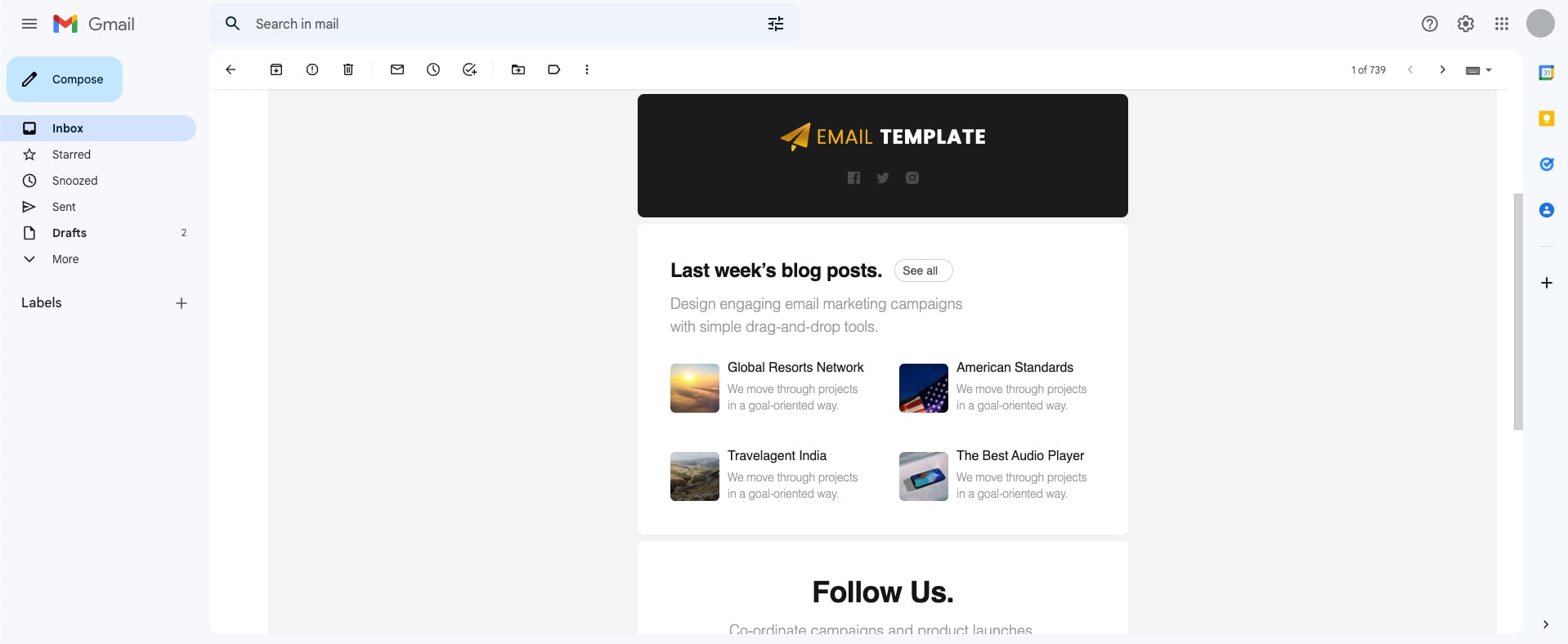 Gmail email template